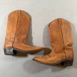 Vintage Dan Post Brown Leather Cowboy Boots Western 8.5EE